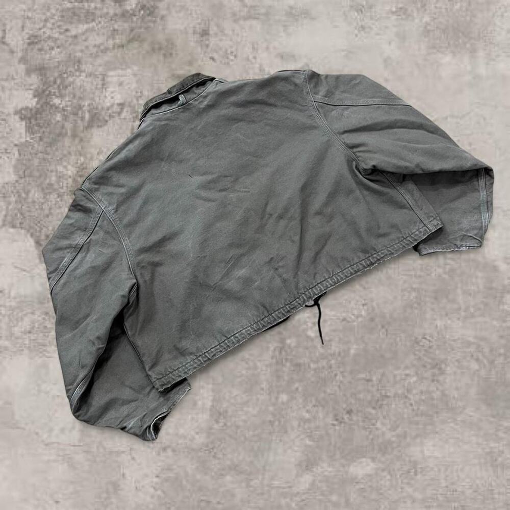 Carhartt Tan Pearl Snap Trucker Jacket USA Sz M Boxy Detroit Duck Canvas Blanket - Picture 5 of 6